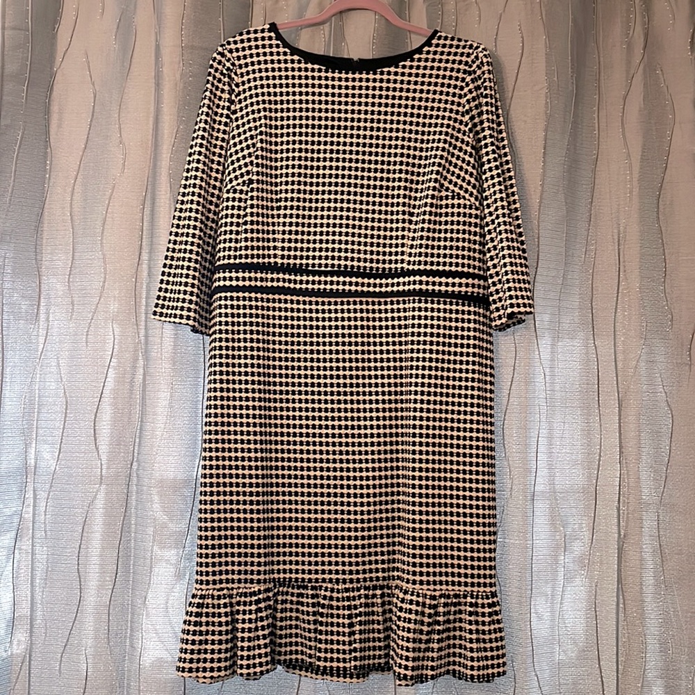 Talbots Black & White Pattern Dress Size 16W petite